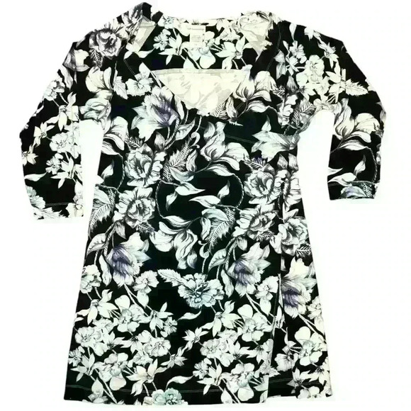 Soft Surroundings Faux Wrap Long Sleeve Surplice Knit Floral Dress 2X - Picture 2 of 8